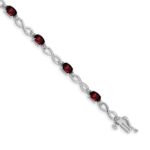 10k White Gold Garnet and Diamond Infinity Bracelet