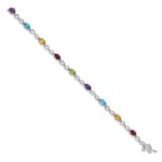 10k White Gold Rainbow Gemstone and Diamond Infinity Bracelet - Image 2