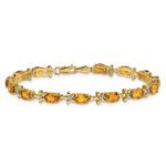 14k Complete Diamond and Oval Citrine Floral 7 inch Bracelet - Image 3