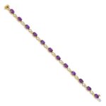 14k Complete Oval Amethyst and Diamond Fancy Link 7 inch Bracelet - Image 2