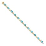14k Complete Oval Swiss Blue Topaz and Diamond Fancy Link 7 inch Bracelet - Image 2