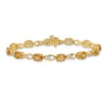 14k Complete Oval Citrine and Diamond Fancy Link 7 inch Bracelet - Image 3