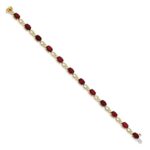 14k Complete Oval Garnet and Diamond Fancy Link 7 inch Bracelet - Image 2