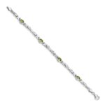 14k White Gold Complete Oval Peridot Fancy Link 7 inch Bracelet - Image 2