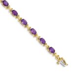 14k Complete 7x5mm Oval Amethyst X-design 7 inch Bracelet