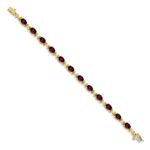 14k Complete 7x5mm Oval Garnet X-design 7 inch Bracelet - Image 2