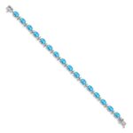 14k White Gold Complete Oval Swiss Blue Topaz 7 inch Bracelet - Image 2