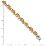 14k White Gold Complete Oval Citrine 7 inch Bracelet - Image 3