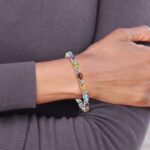 14k White Gold Complete Alternating Oval Amethyst/Peridot/Garnet/Citrine/Swiss Blue Topaz 7 inch Rainbow Bracelet - Image 5
