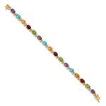 14k Complete Alternating Oval Amethyst/Peridot/Garnet/Citrine/Swiss Blue Topaz 7 inch Rainbow Bracelet - Image 2