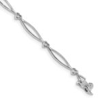 14k White Gold Complete 0.03 carat Diamond Heart and Oval Link 7.25 inch Bracelet