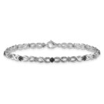 14k White Gold Complete 1/2 carat White and Black Diamond Flower Infinity 7 inch Bracelet - Image 3