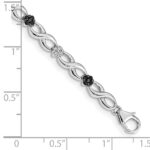 14k White Gold Complete 1/2 carat White and Black Diamond Flower Infinity 7 inch Bracelet - Image 4