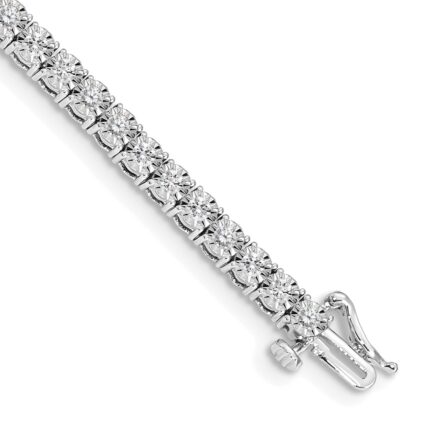 14k White Gold Complete 2 carat Diamond Illusion Setting 7 inch Tennis Bracelet