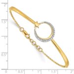 14k Polished Moon and Star Complete 1/8 carat Diamond Half-Bangle 7 inch Bracelet with 0.5 inch Extender - Image 3