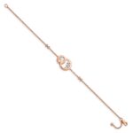 14k Rose Gold Complete 1/3 carat Diamond Double Circle with Star Dangle 7 inch Bracelet - Image 2