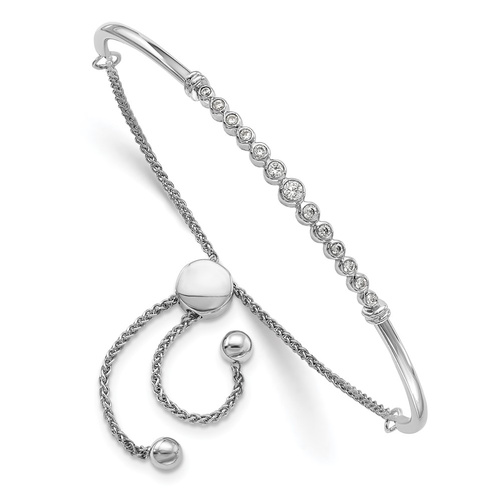 BM6911-020-WAA.jpg 14k White Gold 1/5 carat Lab Grown Diamond VS/SI+ G+ Complete Adjustable Bolo Bracelet - Image 1