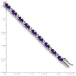14k White Gold Complete Oval Amethyst and Diamond 7 inch Bracelet - Image 4