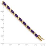 14k Complete Oval Amethyst and Diamond 7 inch Bracelet - Image 4
