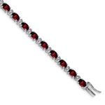 14k White Gold Complete Oval Garnet and Diamond 7 inch Bracelet