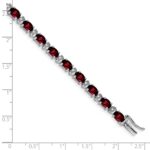 14k White Gold Complete Oval Garnet and Diamond 7 inch Bracelet - Image 4