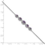 14k White Gold Complete 5-Stone Bezel-set Marquise Amethyst and Chain 7 inch Bracelet - Image 3
