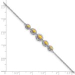 14k White Gold Complete 5-Stone Bezel-set Marquise Citrine and Chain 7 inch Bracelet - Image 3