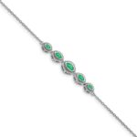 14k White Gold Complete 5-Stone Bezel-set Marquise Emerald and Chain 7 inch Bracelet