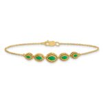 14k Complete 5-Stone Bezel-set Marquise Emerald and Chain 7 inch Bracelet - Image 4