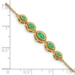 14k Complete 5-Stone Bezel-set Marquise Emerald and Chain 7 inch Bracelet - Image 5