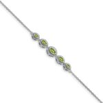 14k White Gold Complete 5-Stone Bezel-set Marquise Peridot and Chain 7 inch Bracelet