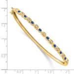 14k Complete Sapphire and 1/10 carat Diamond Hinged Bangle Bracelet - Image 2
