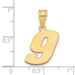 14k Polished Block Number 9 Pendant - Image 2