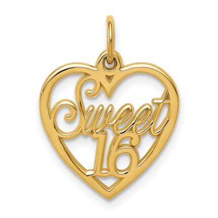 14k SWEET 16 in Heart Charm