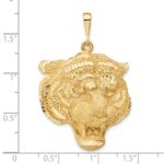 14k Large Satin Diamond-cut Tiger Head Pendant - Image 4