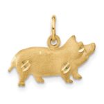 14k Satin Diamond-cut Pig Charm