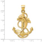 14k Large Polished and Satin Dolphin on Anchor Charm - Image 4