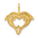 14k Satin and Polished Dolphin Heart Pendant - Image 3