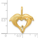 14k Satin and Polished Dolphin Heart Pendant - Image 4
