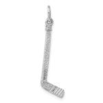 14k White Gold Satin Diamond-cut Hockey Stick Charm - Image 4