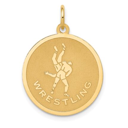 14k WRESTLING 19mm Engravable Disc Charm