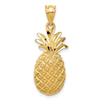 14k Diamond-cut Pineapple Charm