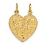 14k BEST SISTER 2-Piece Break-apart Heart Charm