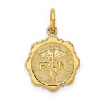 14k RN Registered Nurse Textured Back Disc Charm