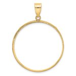 Wideband Distinguished Coin Jewelry 14k Polished and Diamond-cut 32.7mm Prong Coin Bezel Pendant