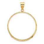 Wideband Distinguished Coin Jewelry 14k Polished and Diamond-cut 32.7mm Prong Coin Bezel Pendant - Image 3