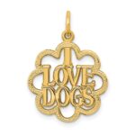 14k I LOVE DOGS In Scalloped Circle Charm