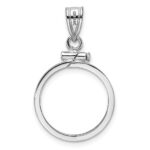 Wideband Distinguished Coin Jewelry 14k White Gold Polished 16.5mm x 1.35mm Screw Top Coin Bezel Pendant - Image 3