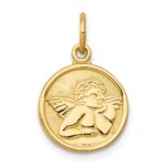 14k Polished Angel Round Charm