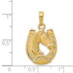 14k Solid Polished Horse Head in Horseshoe Pendant - Image 4